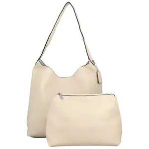 Trendy dámská koženková kabelka na rameno Karix, krémová