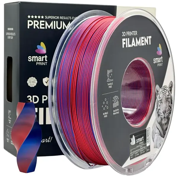 Smart Print FG-S97-E1, 3D filament, PLA Silk, Dual Color, Red, Blue, 1kg, 1,75mm