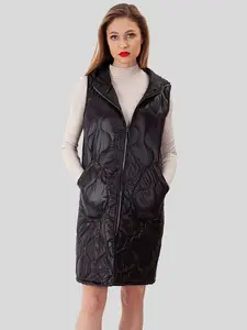 PERSO Woman's Women's long quilted vest with pockets