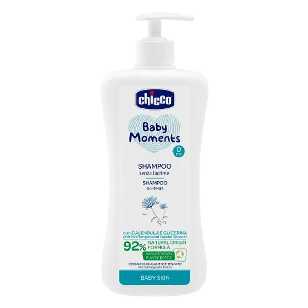 CHICCO Šampon na vlasy s dávkovačem Baby Moments 92 % přírodních složek 500 ml