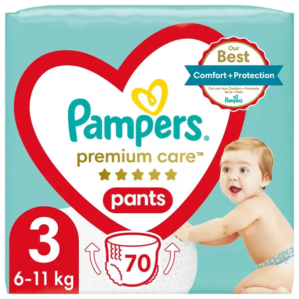 PAMPERS Premium Care Pants Plenkové kalhotky vel. 3, 6-11 kg, 70 ks
