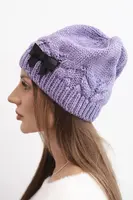 Dámska zimná čiapka s ozdobnou mašľou K438