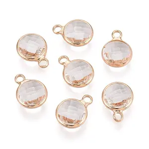 Golden Tone Brass Glass Charms