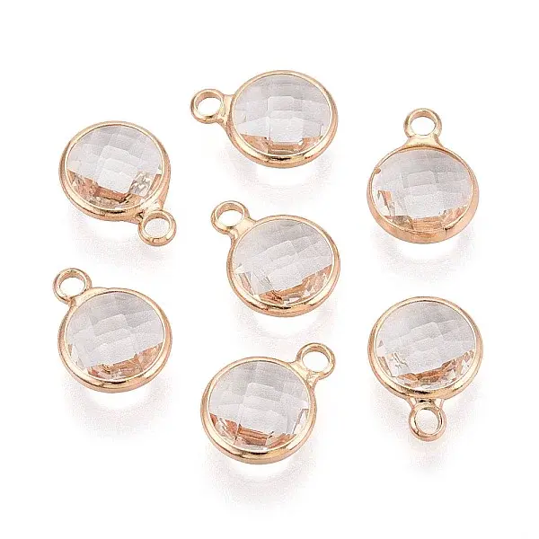 Golden Tone Brass Glass Charms
