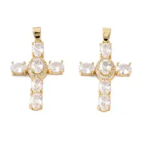 Brass Micro Pave Clear Cubic Zirconia Pendants