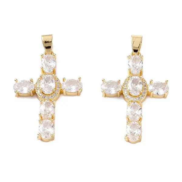 Brass Micro Pave Clear Cubic Zirconia Pendants