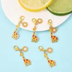 5Pcs Giraffe Alloy Enamel Pendant Decoration