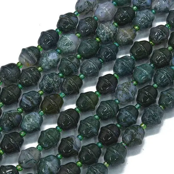 Natural Moss Agate Beads Strands