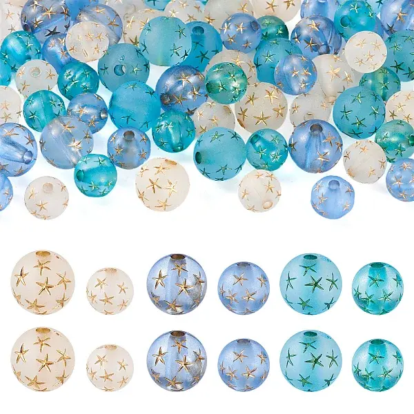 75Pcs 6 Styles Transparent Frosted Resin Beads