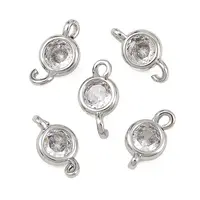 Brass Pave Clear Cubic Zirconia Connector Charms