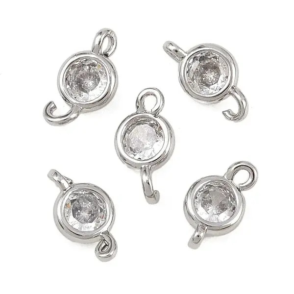 Brass Pave Clear Cubic Zirconia Connector Charms