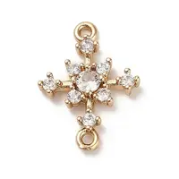 Brass Clear Cubic Zirconia Connector Charms