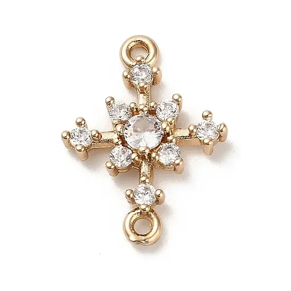 Brass Clear Cubic Zirconia Connector Charms