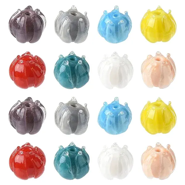 16Pcs 8 Colors Handmade Lampwork Beads