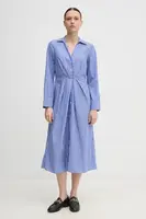 Bavlněné šaty Tommy Hilfiger fialová barva, midi, WW0WW44670