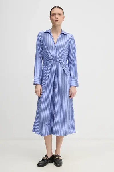 Bavlněné šaty Tommy Hilfiger fialová barva, midi, WW0WW44670