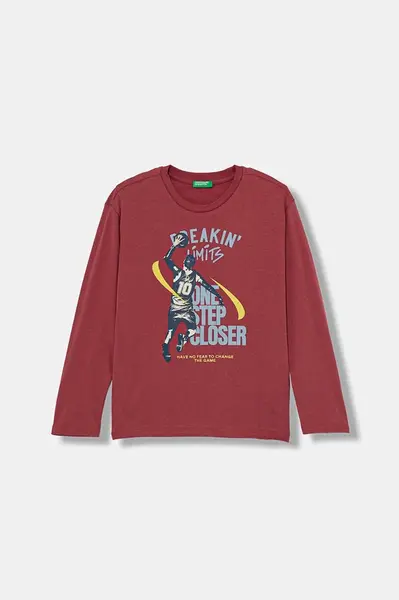 Dětské bavlněné tričko s dlouhým rukávem United Colors of Benetton