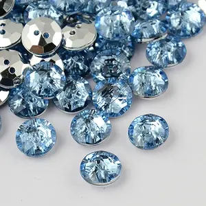 2-Hole Taiwan Acrylic Rhinestone Flat Round Buttons