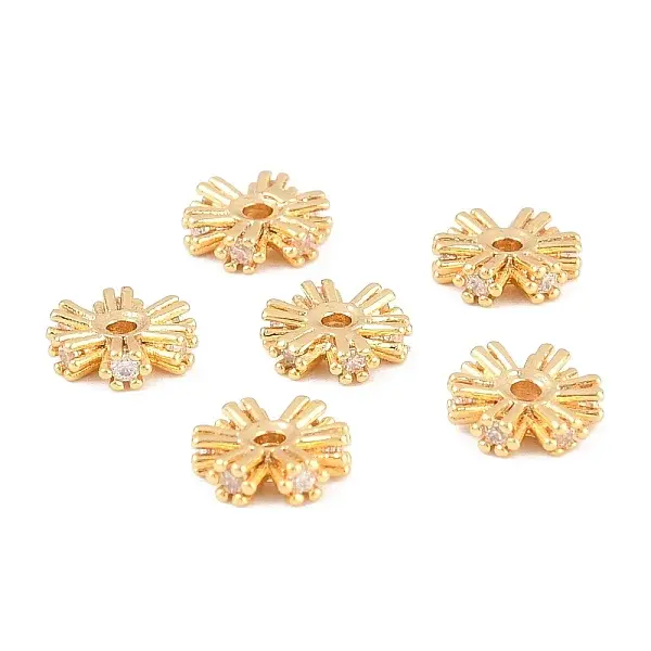 Brass Micro Pave Cubic Zirconia Beads