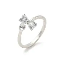 Brass Pave Clear Cubic Zirconia Open Cuff Ring Settings