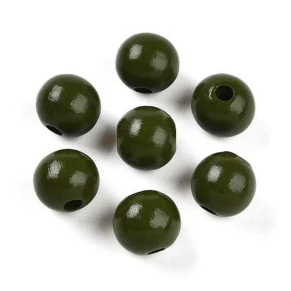 Painted Natural Wood Beads