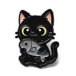 Cat with Fish Enamel Pins