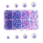 4 Styles Transparent Spray Painted Glass Beads