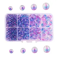 4 Styles Transparent Spray Painted Glass Beads