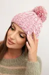 Kesi Dámská zimní čepice s bambulí z vlny K424 světle růžová
