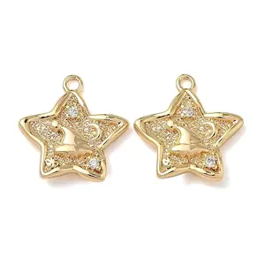 Christmas Brass Micro Pave Clear Cubic Zirconia Pendants