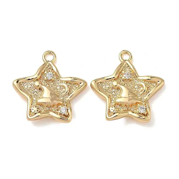 Christmas Brass Micro Pave Clear Cubic Zirconia Pendants