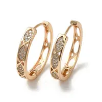 Brass Micro Pave Cubic Zirconia Hoop Earrings