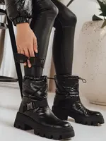 Černé zimní sněhule s přezkou