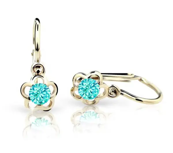 Cutie Jewellery Zlaté detské náušnice C1945-10-X-1 svetlozelená