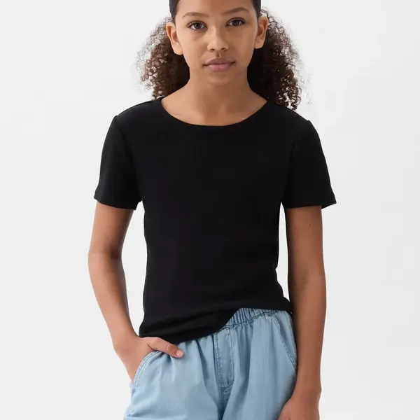 Čierne dievčenské tričko GAP