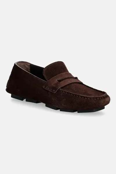 Semišové mokasíny Calvin Klein SQUARE DRIVER SUEDE