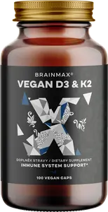 BRAINMAX Vegan Vitamin D3 & K2 100 kapslí