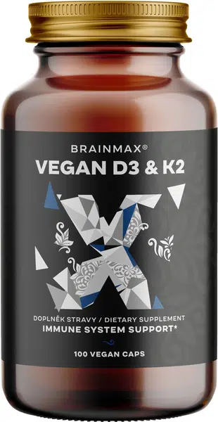 BRAINMAX Vegan Vitamin D3 & K2 100 kapslí