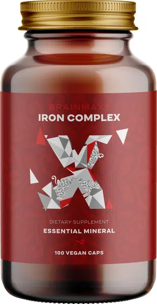 BRAINMAX Iron Complex, železo bisglycinát, 25 mg, 100 kapslí
