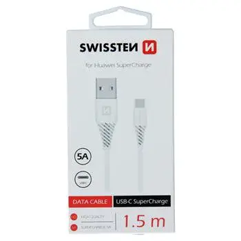 Datový kabel SWISSTEN USB / USB-C SUPER CHARGE 5A 1,5m white