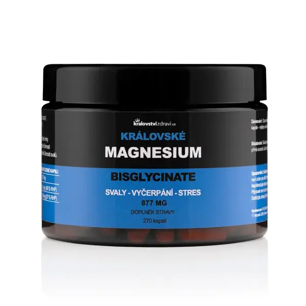 Kráľovské Magnesium Bisglycinate 877 mg + (Vitamín B6), 270 veg. kapsúl