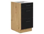 Dolní zásuvková kuchyňská skříňka Modena, 40 cm, dub artisan/černá