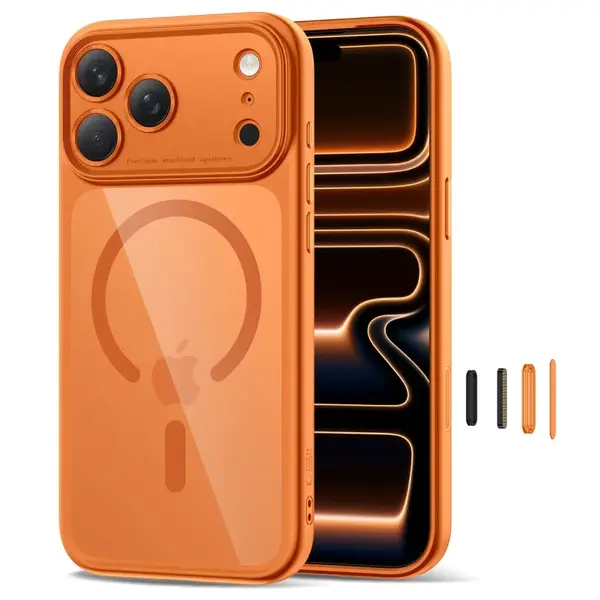 Tech-Protect MagPeak MagSafe CC kryt na iPhone 17 Pro Max, oranžový