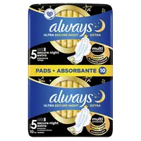 ALWAYS Ultra Hygienické Vložky Secure Night Extra with wings 10ks 1 x 10 ks