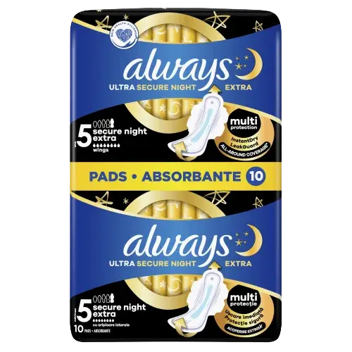 ALWAYS Ultra Hygienické Vložky Secure Night Extra with wings 10ks 1 x 10 ks