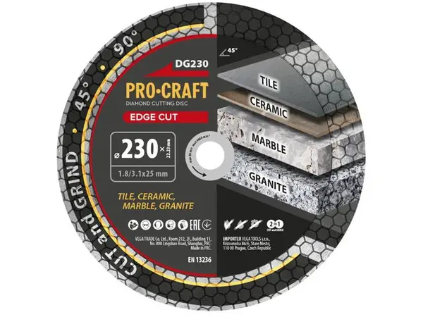 Kotouč řezný diamantový 230mm PROCRAFT DG230 Edge Cut