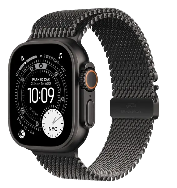 APPLE Watch Ultra 3 GPS + Cellular 49mm černý titan - černý titanový milánský tah - S