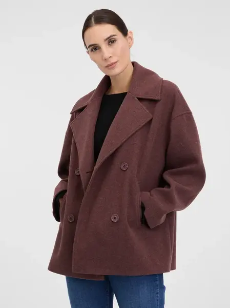 Bordový dámsky krátky kabát ORSAY