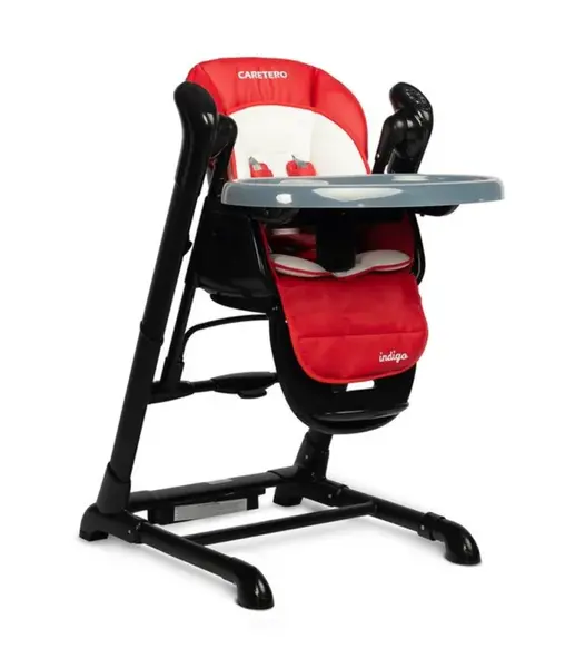 Caretero Jídelní židlička, houpačka 2 v 1, Indigo - černá, červená