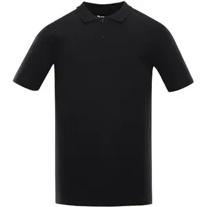 ALPINE PRO GERBE Unisex triko s límečkem a knoflíky, černá, velikost